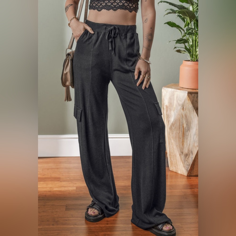 Hannah- carbon grey cargo pants draw string sweatpants
